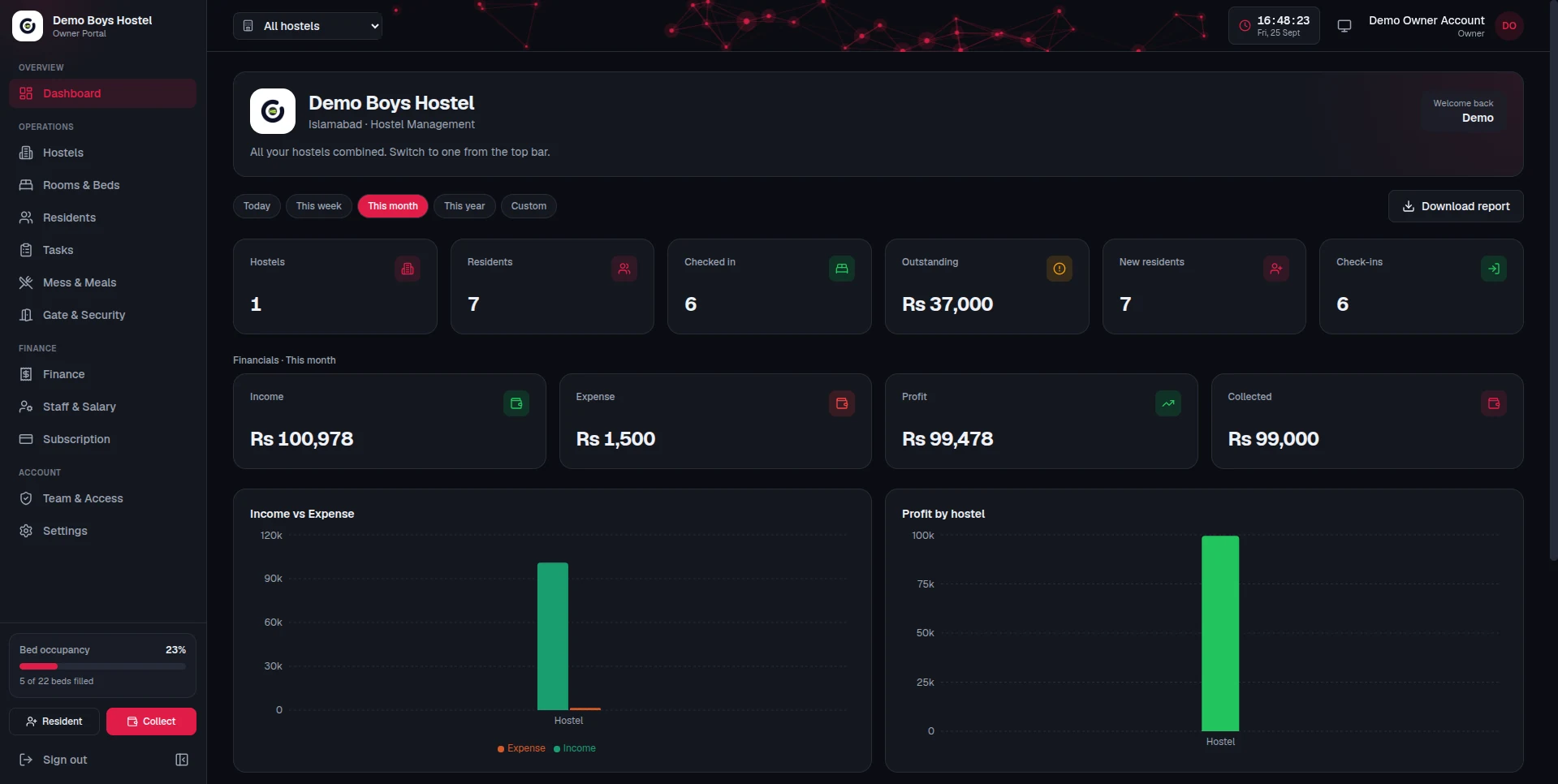 HostelsBook — hostel management SaaS · single hostel or a whole chain screenshot